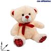 PELUCHE ORSO BEIGE CON FIOCCO ROSSO LOVE CM 55
