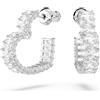 SWAROVSKI ORECCHINI A CERCHIO MATRIX, CUORE, TAGLIO BAGUETTE PLACCATO RODIO