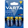 Varta batteria longlife power stilo aa alcalina blister 4 pezzi