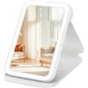 GlasFlength Specchio Trucco con Luci, Specchio Trucco a LED Pieghevole Portatile 3 Modalità di Luci Mirror con Pulsante Touch Luminosità Regolabile per Viaggi Ufficio e Tavolo da Trucco (Bianco)