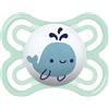 MAM Perfect Ciuccio misura 2-6 mesi, Tettarella in Silicone SkinSoft, Bio-circolare, con Custodia Porta Succhietto, Blu