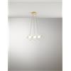 Perenz Illumina CUBE Sospensione 3 luci in metallo colore oro opaco cubica con diffusore sferico vetro bianco attacco G9