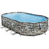 Bestway Piscina Fuori Terra Rigida da Giardino Piscina Esterna Ovale 610x366xh122 cm con Pompa filtro effetto Pietra - 56719