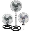 DCG Ventilatore a Piantana 3 in 1 da Parete / da Tavolo a Pale Ø 45 cm Oscillante 3 Velocità - VE1695