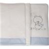 Babyline Set lenzuola per lettino 60 x 120 coralina 100%, caldo, ipermorbido, ipoallergenico. Include lenzuolo con angoli, lenzuolo di sopra e federa. (Pepo Celeste)