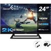 SMART TECH TV Led 24" V3CA HD Caricatore 12 volts ideale per Camper, Caravan, Yachts, Camion ** NON e SMART TV**