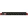 Techly Professional 025725 Multipresa 8 Posti da Rack 19 con Interruttore Connettore C14 1U Nero/Rosso