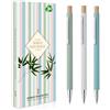 QENTANOVA Bella e originale penna a sfera Set di 3 penne a sfera da regalare, in alluminio e bambù riciclato, penna a sfera blu, punta fine, regalo originale per le donne, regalo per