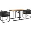 Outsunny Set da Giardino 3 Pezzi in Rattan con 2 Sedie 50x51.5x67 cm e Tavolo 110x60x75 cm in Legno Composito|Aosom