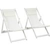 Outsunny Set 2 Sedie Poltrona Sdraio da Esterni, Pieghevoli e Reclinabili, in Alluminio, 96.5x58x91.5 cm, Beige