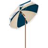 Outsunny Ombrellone Rotondo e Inclinabile a 8 Stecche con Manovella, in Poliestere e Acciaio, Ø213x234 cm, Blu e Beige