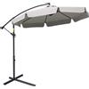 Outsunny Ombrellone da Giardino a Braccio con Apertura a Manovella in Metallo e Poliestere, Ø2.7x2.7 m, Grigio