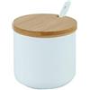 OnePine 260ml Zuccheriera in Ceramica, Contenitore per spezie barattoli spezie Rotonda con Coperchio e Cucchiaio, Design Elegante, per Casa e Cucina (Bianco)
