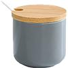 OnePine 260ml Zuccheriera in Ceramica, Contenitore per spezie barattoli spezie Rotonda con Coperchio e Cucchiaio, Design Elegante, per Casa e Cucina