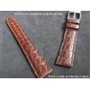 20 MM Bracciale Alligatore Vero Marrone Cucito 16 MM Alla Fibbia Fatto A Mano