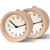aboveClock Sveglia da comodino analogica in Legno con Snooze, nano - Orologio da tavolo analogico con Luce Notturna, Nessun ticchettio, Alimentazione a batteria - 2Packs