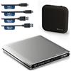 techPulse120 Masterizzatore esterno USB 3.1 USB-C UHD 4k 3D M-DISC Blu-ray DVD CD BDXL HDR10 128GB masterizzatore Burner Superdrive BD Imperator borsa 90 cm cavo alluminio Argento
