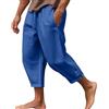 Yutdeng Pantaloni Lino Cotone Uomo Estivi Casual 3/4 Pantaloni Capri Leggeri Pantaloni Harem Larghi Eleganti Pantaloni Elasticizzati con Coulisse e Tasche da Yoga Spiaggia