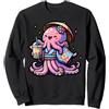 Octopus Drinking Japanese Boba Tea Anima Polpo Bubble Boba Tea Anime Carino Kawaii Felpa