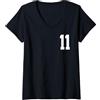 Sports Numbers Store Donna Numero 11 stile sportivo universitario in bianco Maglietta con Collo a V