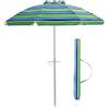 COSTWAY Ombrellone da Spiaggia 198 cm, Ombrello Parasole da Esterno con Palo Inclinabile in Alluminio, Ombrellone Portatile con Borsa di Trasporto, Anti UV 50+, 8 Stecche (Blu e Verde)