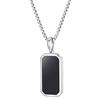 GAVU Collana in Acciaio Inox da Uomo con Ciondolo Piastrina, Collana Catena 55cm con Ciondolo da Uomo in Onice Nero