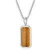 GAVU Collana in Acciaio Inox da Uomo con Ciondolo Piastrina, Collana Catena 55cm con Ciondolo da Uomo in Pietre Naturali, Occhio di Tigre, Onice Nero, Lapislazzuli, Turchese