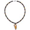 PiercingJak Collana uomo occhio di tigre ossidiana ematite pietra naturale con ciondolo triangolo pietra preziosa collana portafortuna regalo gioielli uomo, 8mm, Pietra, Ossidiana Occhio di tigre