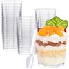 Gttyowyin 50 tazze da dessert con 50 cucchiai, 5 oz/160 ml, trasparenti, riutilizzabili, tazze da dessert quadrate, trapezoidali, per la casa, dessert, budino, mousse, gelato, festa