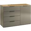Composad | Madia della Linea GALAVERNA con 1 Anta e 4 Cassetti, Mobile Ingresso Moderno, Base Multiuso, (LxAxP) 120x80,9x44,4 cm, Grigio Titanio Laccato, Rovere Mielato, Made in Italy