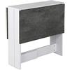 RELOVE Tavolo da bistrot quadrato con vassoio da pranzo pieghevole mobile su ruote con 2 ripiani incorporati, tavolo da bar in altezza regolabile per interni esterni in MDF(103 x 76 x 73,4 cm