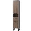 Composad | Colonna della Linea LAFABRICA con 1 Cassetto, 2 Ante e 1 Vano, Mobile bagno, Armadietto bagno Salvaspazio, (LxAxP) 40x190,10x35 cm, Colore Rovere e Cemento, Made in Italy