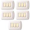 Electron 5 Placche, 3 moduli/posti, Compatibile Con BTicino Magic, bianco bianca, Placca arrotondata, Plastica di alta qualità, 100% compatibile con supporti e moduli originali