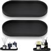 APOMOONS 2 pcs vassoio bagno portaoggetti, vassoio decorativo ovale nero in silicone per saponi cosmetici gioielli aromaterapia (24.5x11x2cm)