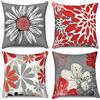 Hnmdmyi Copricuscino rosso 50x50 Set di 4, Fiori rossi e grigi Copricuscino decorativo Moderno Daisy Agriturismo Boho Copricuscino in lino per divano letto giardino esterno Home Decor