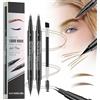 Electri-HQ 2pcs Matita Sopracciglia,marrone scuro e marrone chiaro,Matita Sopracciglia Microblading,Matita Per Sopracciglia Liquida Waterproof,Crea Trucco Naturale Di Lunga Durata Fine (Doppio titolo 1)