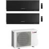 MITSUBISHI Condizionatore dualsplit Kirigamine Zen 7000+9000 btu wifi nero codice prod: MSZ-EF22(25)VGKB MXZ-2F33VF4