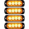RIGIDON 4 x Ultra Thin 4 LED Lampada di Emergenza Strobo Ambra 12V 24V | Hazard Lampeggiante Luce, Stroboscopica Luce per Auto, Camion, Trattori, Rimorchi, Elevatori 4x4 Veicolo, Senza interruttore