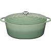 Küchenprofi Casseruola in ghisa con coperchio ovale, giada, 35 cm, casseruola, forno olandese, casseruola smaltata, per tutti i piani cottura (induzione inclusa), per stufare, cuocere e arrostire