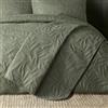 Serene - Copriletto in rilievo con foglie verdi kaki (230 cm x 200 cm) - morbido al tatto - microfibra - copriletto trapuntato con ricamo a foglie/foglie - Coperta floreale verde per letto -