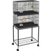 PawHut Gabbia per Uccelli in Acciaio e PP, Design Impilato con Posatoi, Altalene e Scalette, 77x46x164 cm, Nero|Aosom
