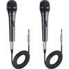 Cable Matters Confezione da 2 microfoni vocali dinamici cardioidi con cavo da 4,5 m, 6,35mm microfono da canto cablato/microfono per macchina da canto Karaoke