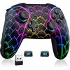 Fanxieast Nintendo 3DS & 2DS Cases for Switch/Lite/OLED, RGB LED Light Wired Windows/Wireless iOS Android Switch PC Controller/ Pro Controller-Black