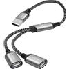Mygatti cavo sdoppiatore USB Y 50cm,USB A Maschio a 2 USB A Femmina,Adattatore USB 2.0 splitter,Hub di Estensione Doppia USB Porta,per Smartphone,Laptop,Tablet,PC,Auto,Xbox,Luci LED USB