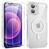 Yoedge Magnetica Cover per Apple iPhone 12 mini 5.4 [Compatibile con MagSafe], Trasparente Custodia con 2 Pellicola Vetro Temperato Protettiva, Silicone TPU Antiurto Bumper Case per iPhone 12 mini