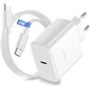Keasen 45W USB C Caricatore per Caricabatterie Samsung, Alimentatore USB C Spina Presa Type C Caricatore Rapido Samsung con Cavo Type C 2M per Samsung Galaxy S25/S24+/S23/S22/S21/S20/A14/A34 5G/A54 (Bianco)