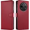JUNETOP Cover per Xiaomi Redmi 14C 4G / Poco C75, Custodia a Libro Portafoglio Flip Case in Pelle PU di Alta Qualità [Protezione Blocco RFID] - Rosso