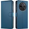 JUNETOP Cover per Xiaomi Redmi 14C 4G / Poco C75, Custodia a Libro Portafoglio Flip Case in Pelle PU di Alta Qualità [Protezione Blocco RFID] - Blu