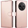 JUNETOP Cover per Xiaomi Redmi 14C 4G / Poco C75, Custodia a Libro Portafoglio Flip Case in Pelle PU di Alta Qualità [Protezione Blocco RFID] - Oro Rosa