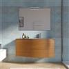 DEGHI Mobile bagno sospeso 110 cm rovere chiaro con lavabo dx in vetro tortora e specchio - Zoe